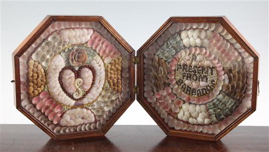 A 19th century sailors shellwork double Valentine, 9in.